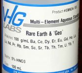 VHG Labs Rare Earth & 'Geo' Elements Multi-Element Standard in 5% HNO3, 100μg/mL, 500 mL HDPE Bottle - SM60A-500